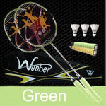 Professional Carbon Fiber Badminton Racket Set including 3 shuttles & backpack