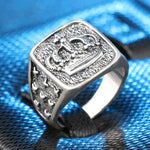 Silver Crown Signet Ring