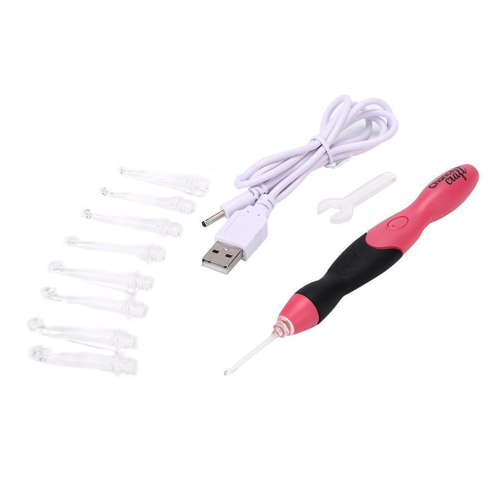 Rechargeable Lighted Crochet Hook with 9 Interchangeable Heads