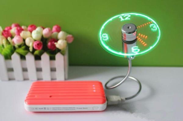 Flexible USB Fan with LED clock